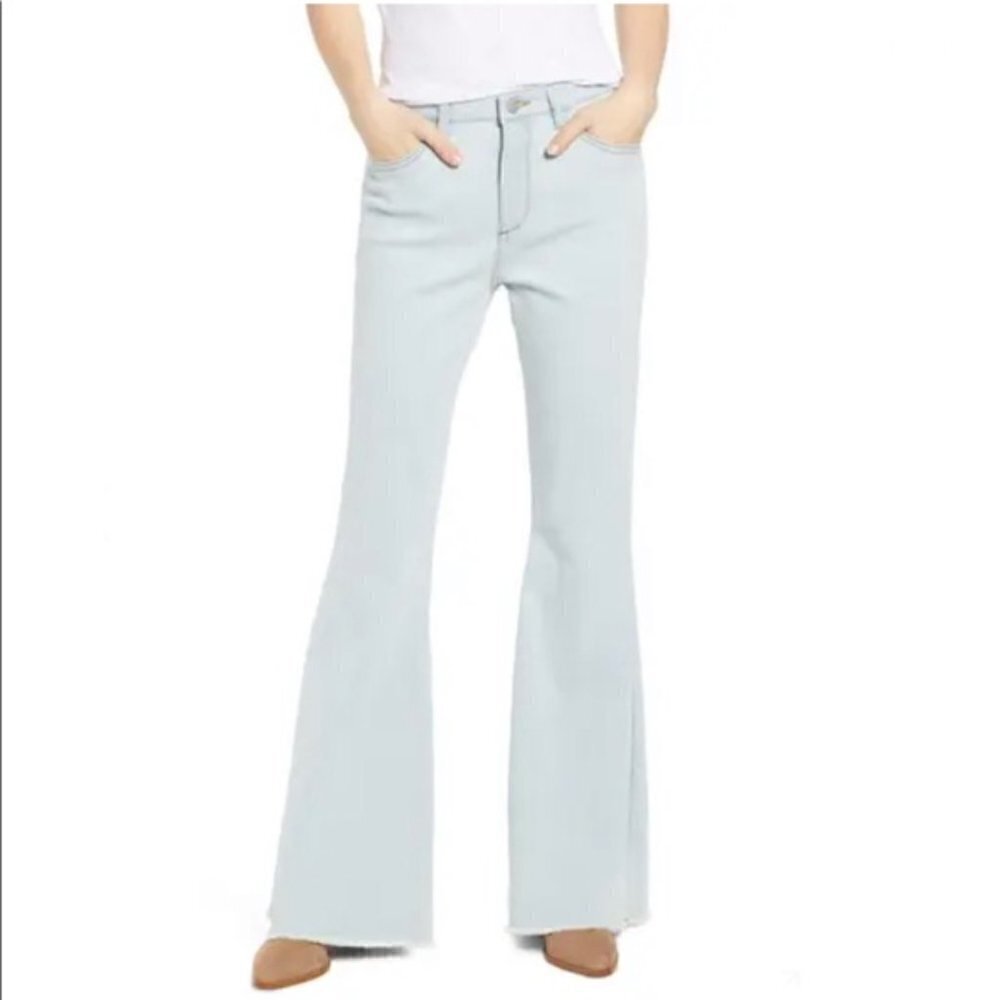 DL1961 Rachel high-rise bell bottom flare Ojai raw hem jeans women light new 30